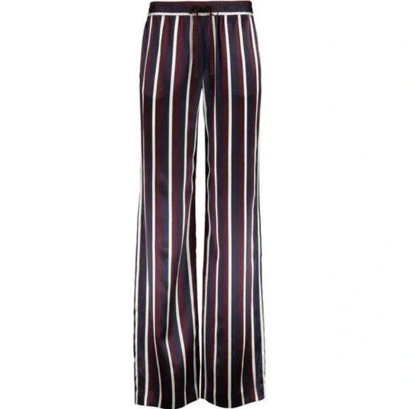 Joseph | US 10/L or FR 42 | College Stripe Pull-On Silk Pants | Navy, Burgundy, - Picture 4 of 7